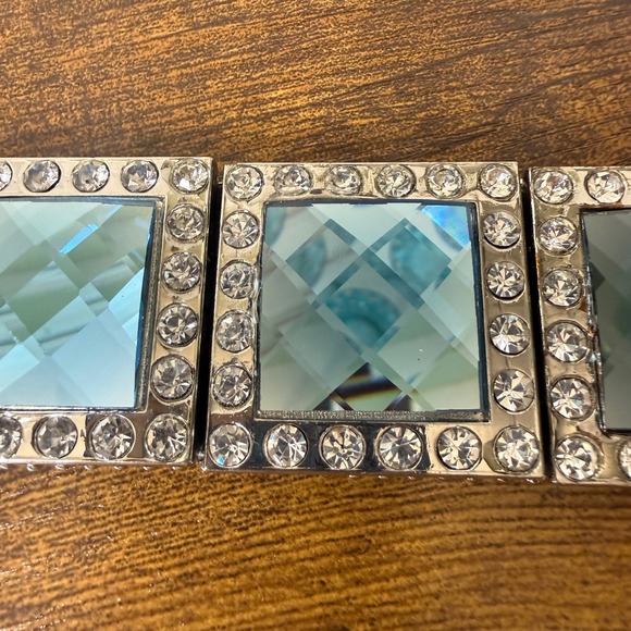 ATLAS Rhinestone Western Bling Belt Size 30-35 Black Embellished Silver Buckle - Picture 8 of 16